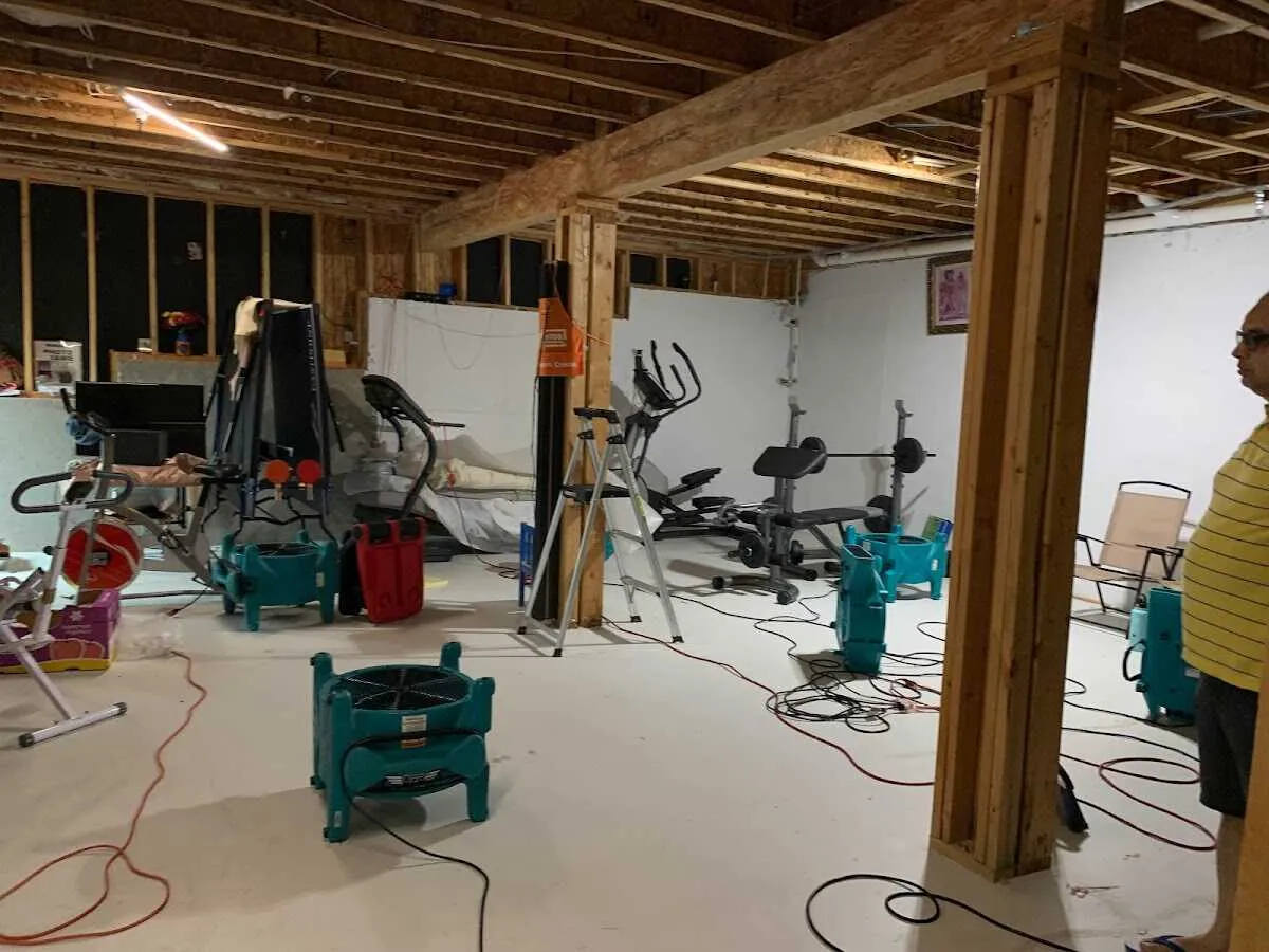 Basement drying equipment setup for Contents Cleaning & Restoration in Avon